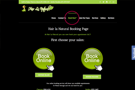 Online bookings example step 2